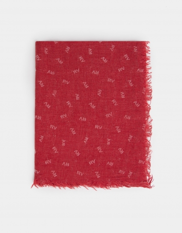 Plain red scarf with RV print