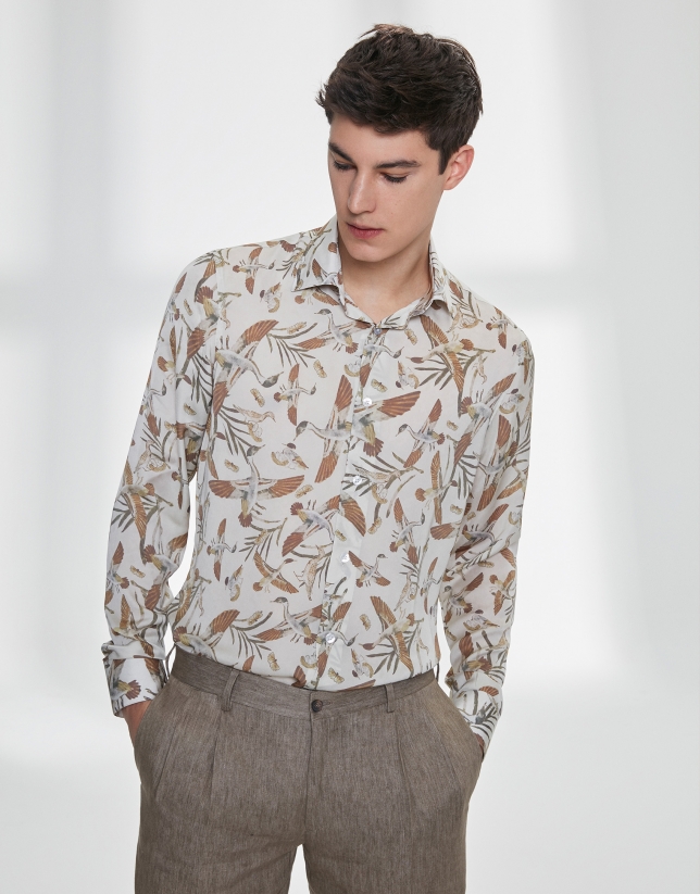 Shirt with bird print