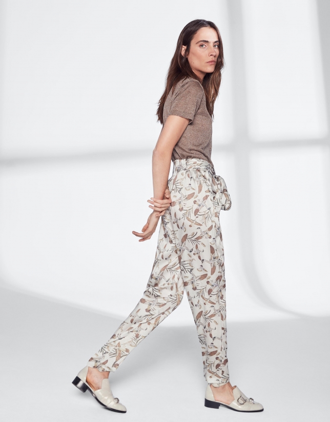 Loose pants with geese print