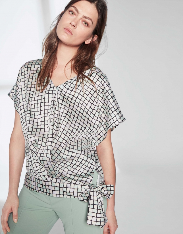 Pastel checked loose top