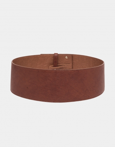 Brown leather wide belt