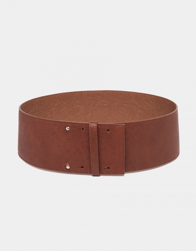 Brown leather wide belt