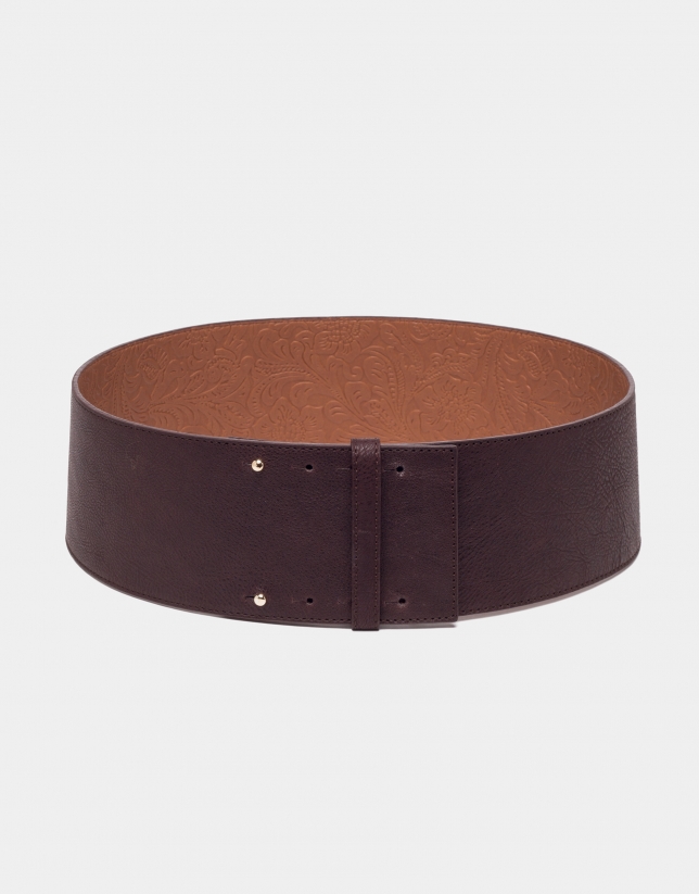 Dark brown leather wide belt