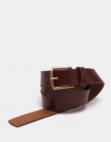 Brown leather long belt