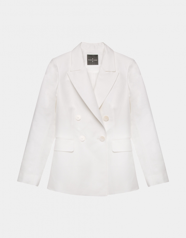 White linen double-breasted sport jacket