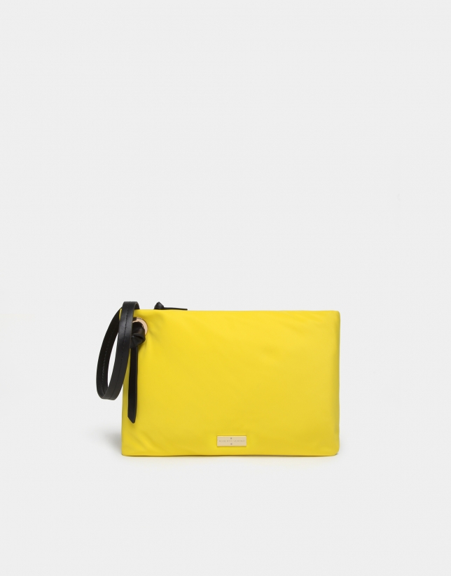 Yellow nylon handbag