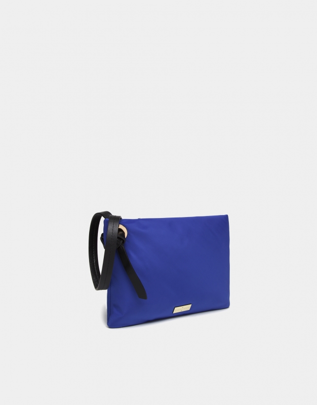 Blue nylon handbag