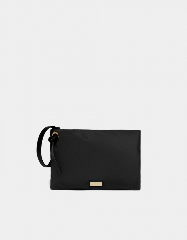 Black nylon handbag