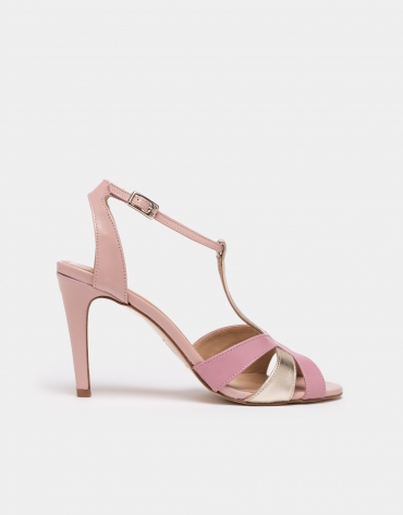 Pink leather sandals with heels