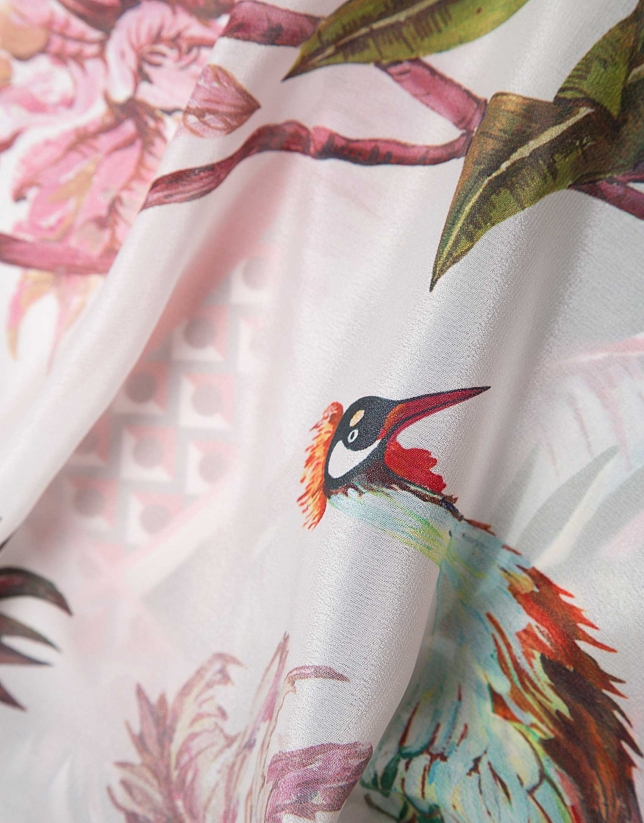 Tropical print silk scarf