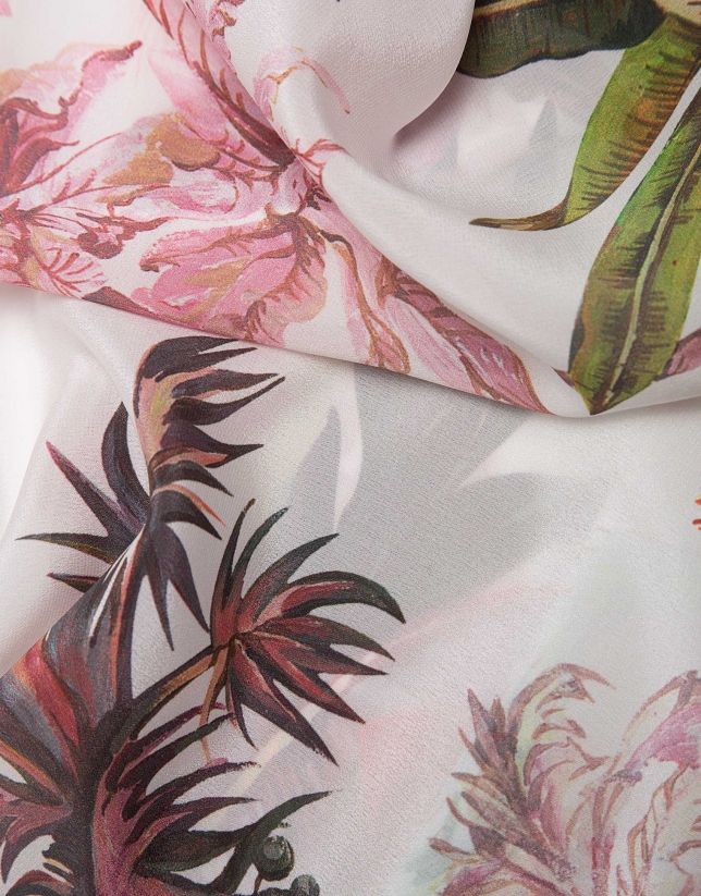 Tropical print silk scarf