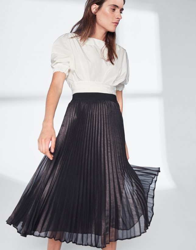 Black pleated midi skirt - Woman - SS2019 | Roberto Verino