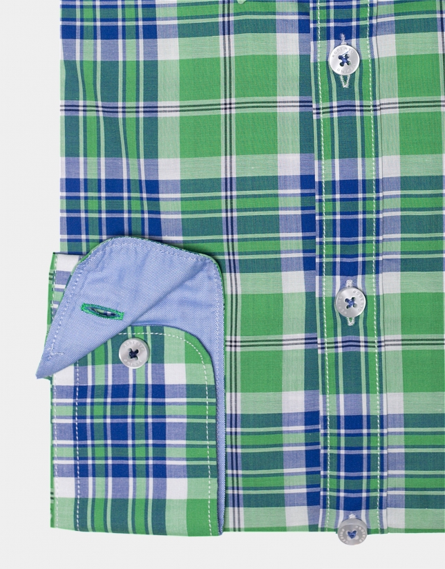 Camisa sport cuadros verdes/azul