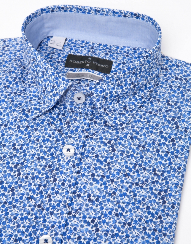 Blue small floral sport shirt