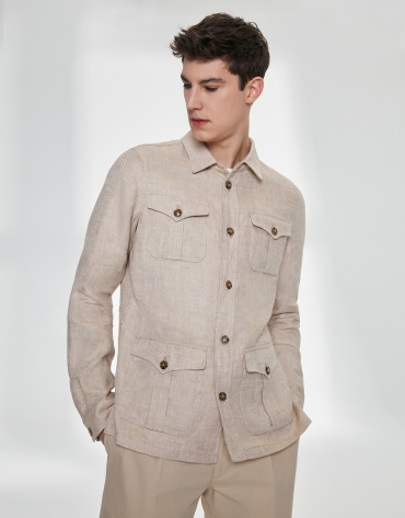 Sandy-colored linen Safari jacket