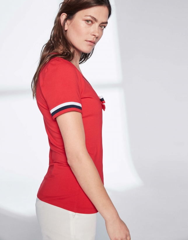 Red sailor top with bow