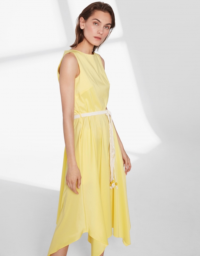 Yellow dress with scarf skirt