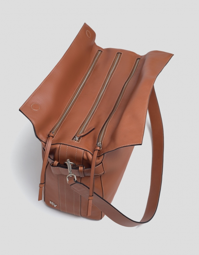 Brown leather Luxor shopping bag