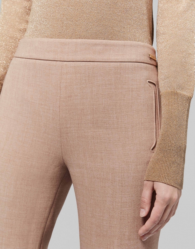 Mink-colored ankle-length pants