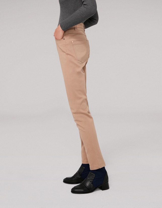 Mink-colored satiny cotton pants