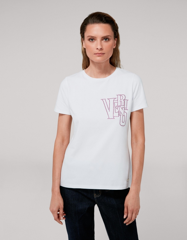 White top with pink strass VERINO logo