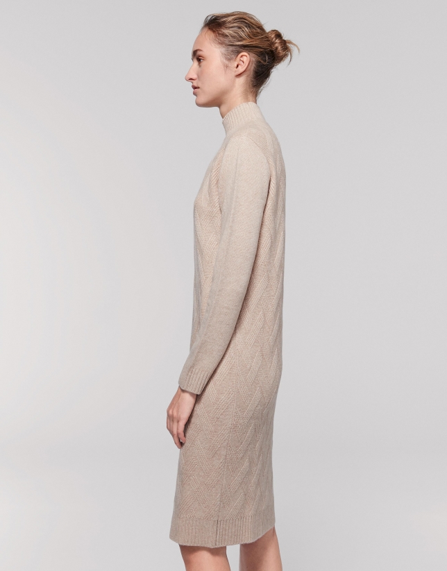 Long vanilla wool/cashemere knit dress