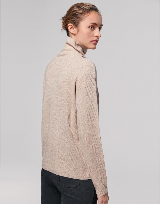 Vanilla wool/cashemre sweater with appliqué