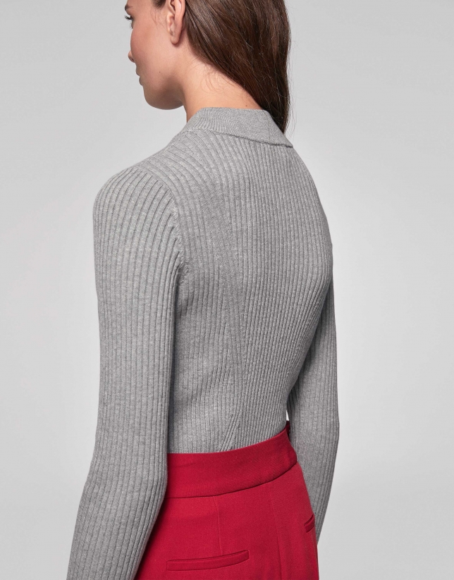 Smokey gray cotton knit sweater