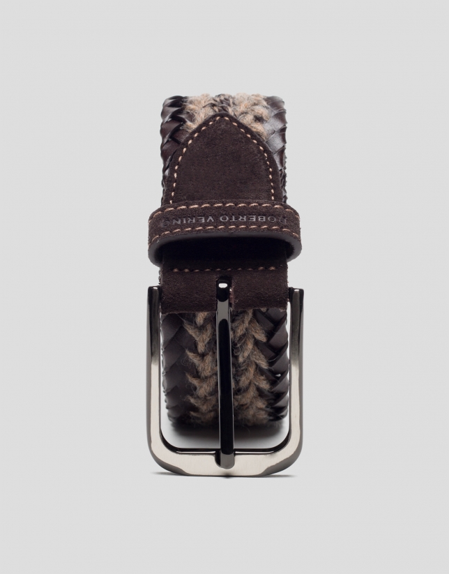Brown rustic braided belt