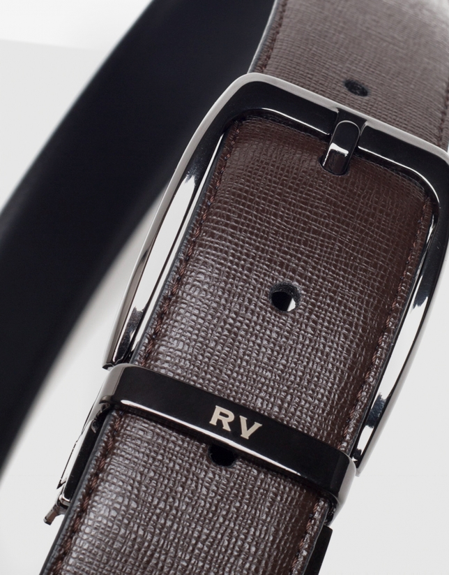 Black and brown reversible belt