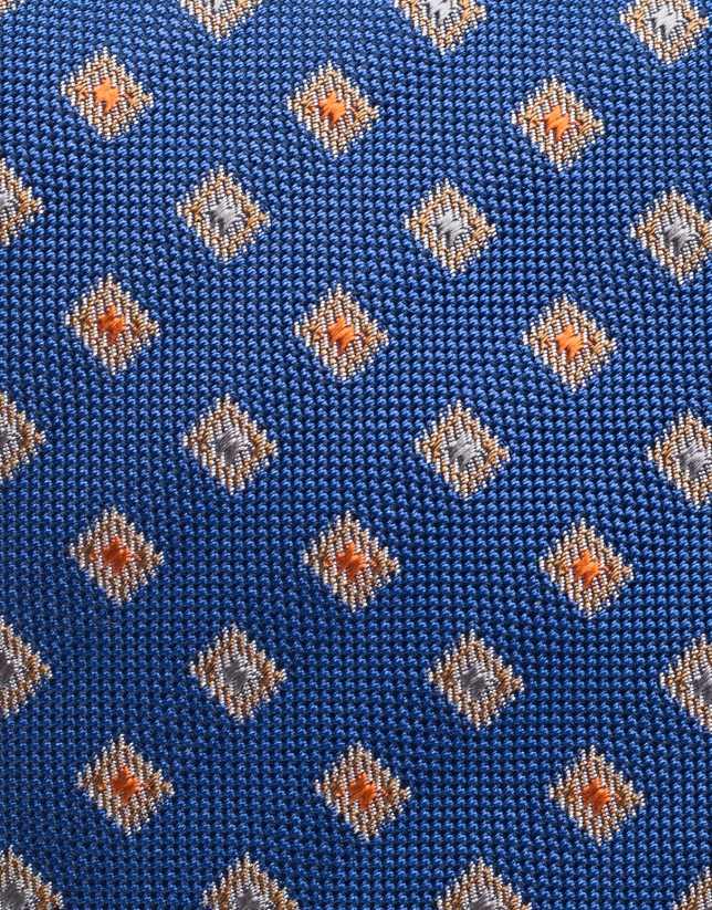 Corbata seda azulón jacquard naranja
