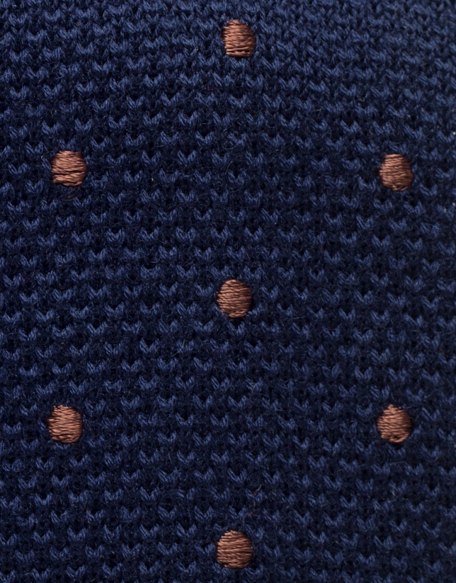Corbata tricotada azul con lunares