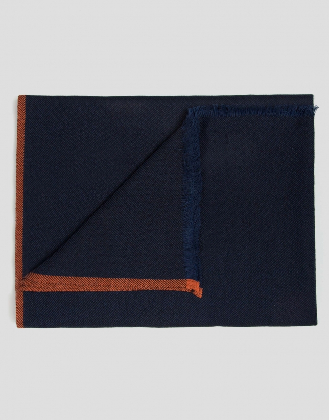 Blue scarf with orange border