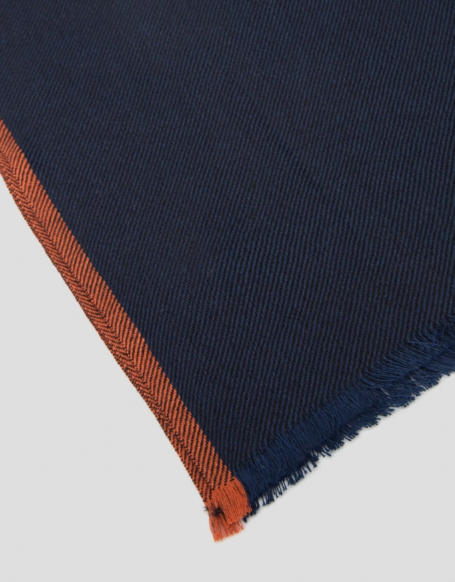 Blue scarf with orange border