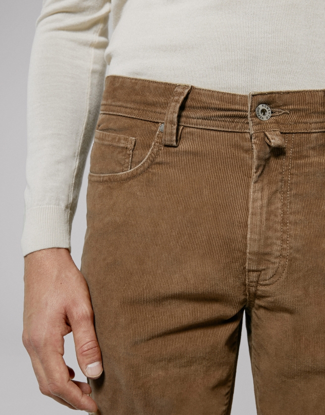 Camel corduroy pants with five pockets