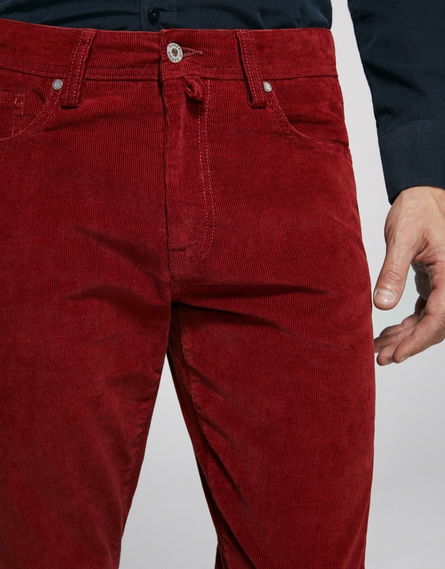 Tile corduroy pants with five pockets