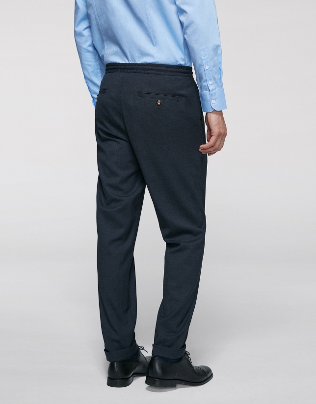 Navy blue pants with elastic waist