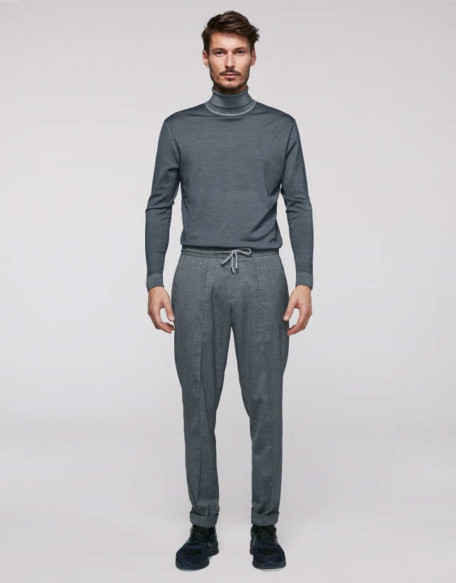 Dark gray pants with elastic waist