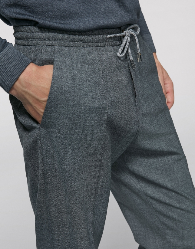 Dark gray pants with elastic waist