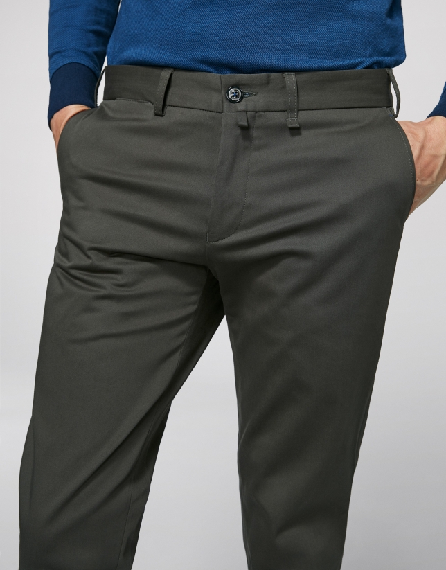 Khaki cotton chino pants