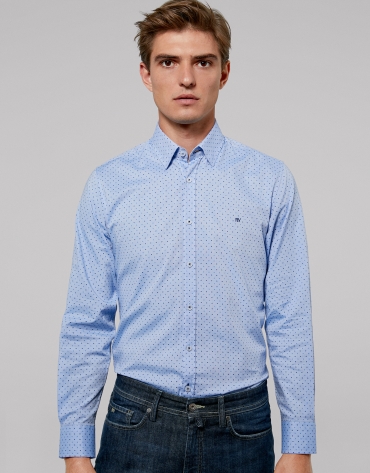 Camisa sport estampado geométrico tonos azules