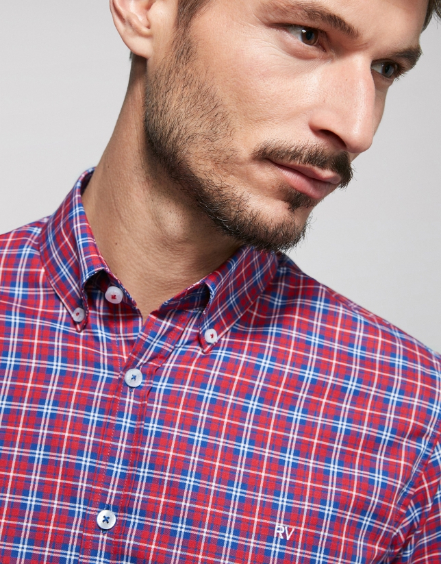 Red, white and blue checked sport shirt