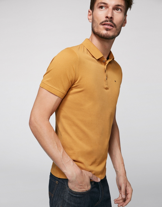 Gold cotton polo shirt