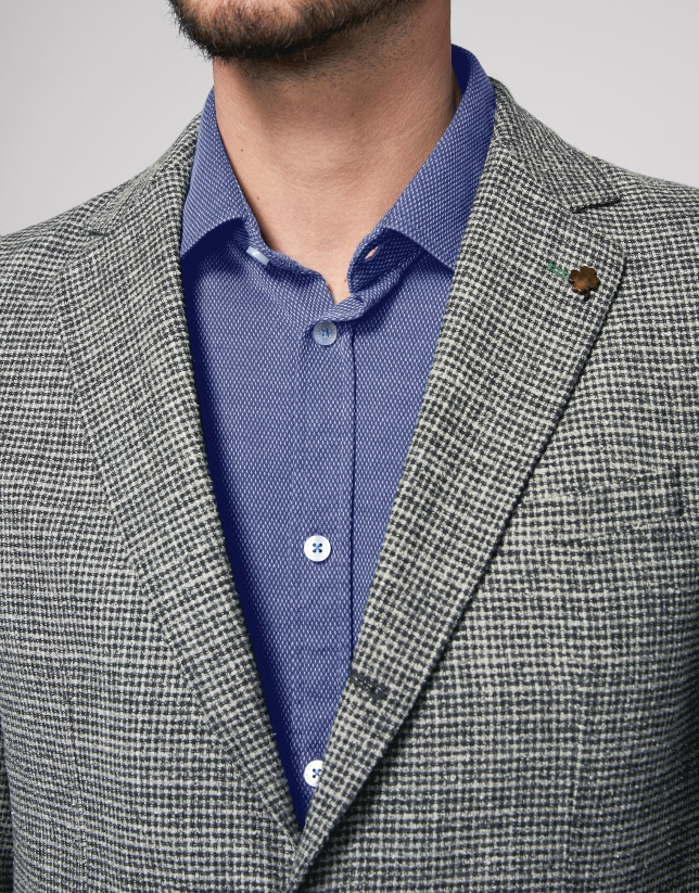 Gray sport jacket with patch pocket