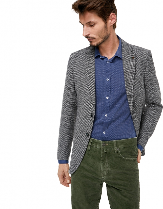 Gray sport jacket with patch pocket