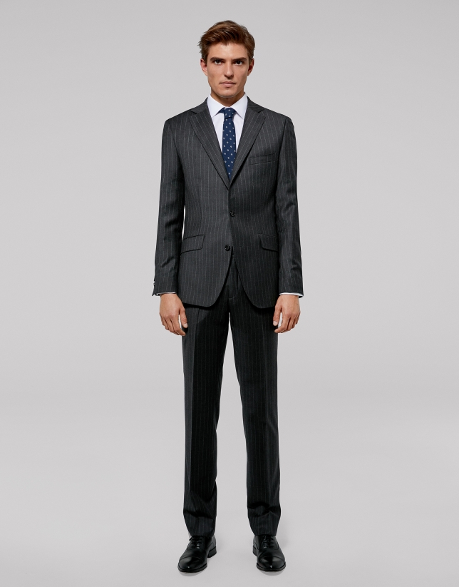 Gray pinstriped half canvas  suit