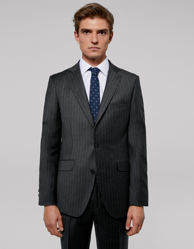 Gray pinstriped half canvas  suit