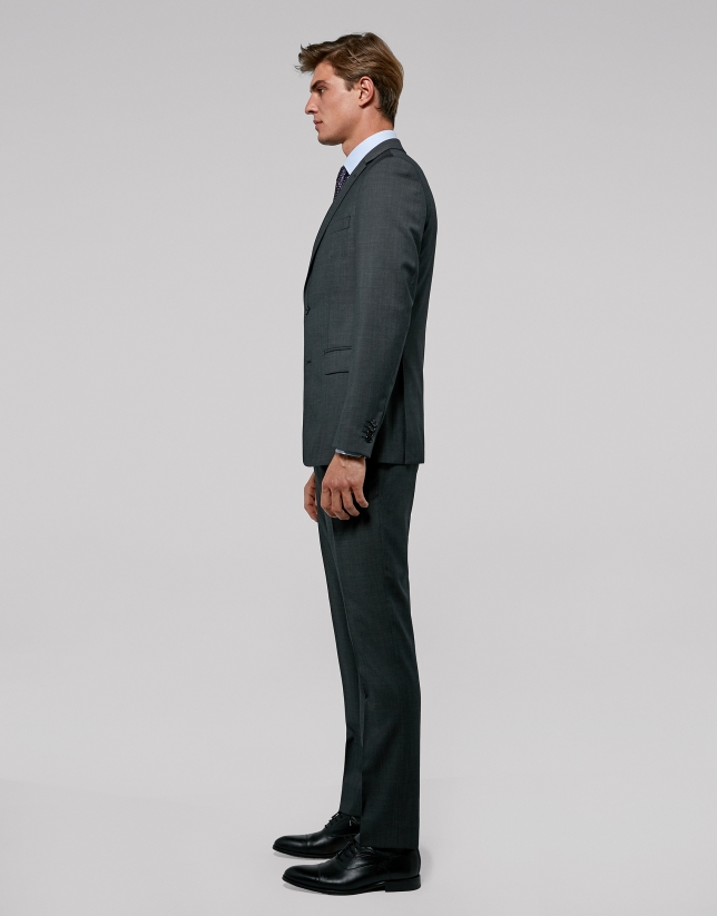 Fake plain grey slim fit suit