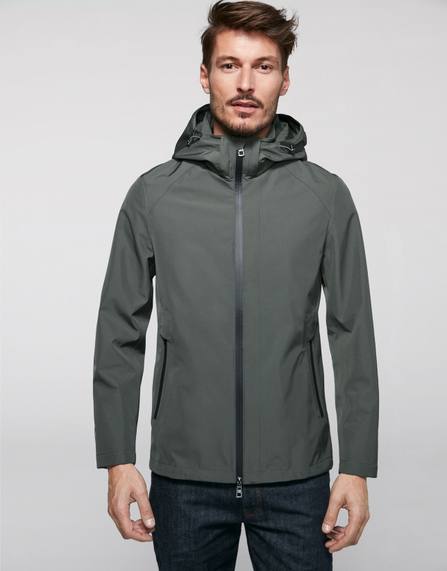 Khaki light tech fabric jogging jacket 