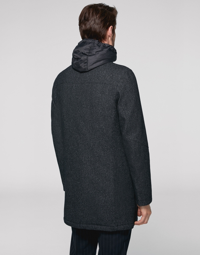 Gray wool coat with hood
